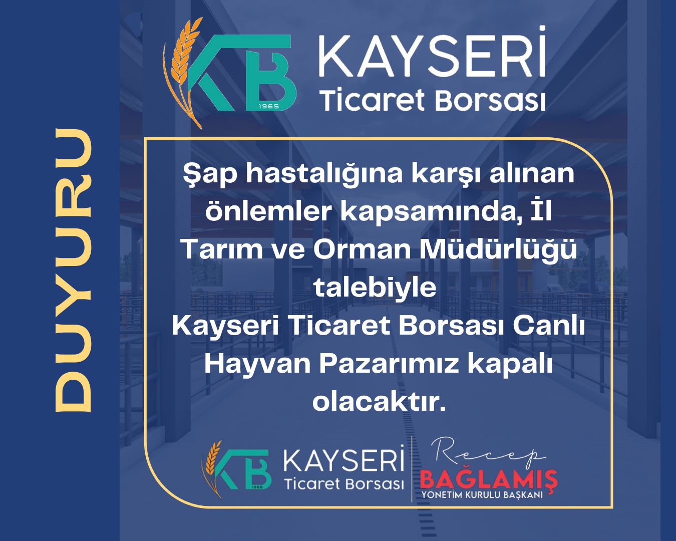 Canlı Hayvan Pazarı Hakkında Duyuru Canlı Hayvan Pazarı Hakkında Duyuru
