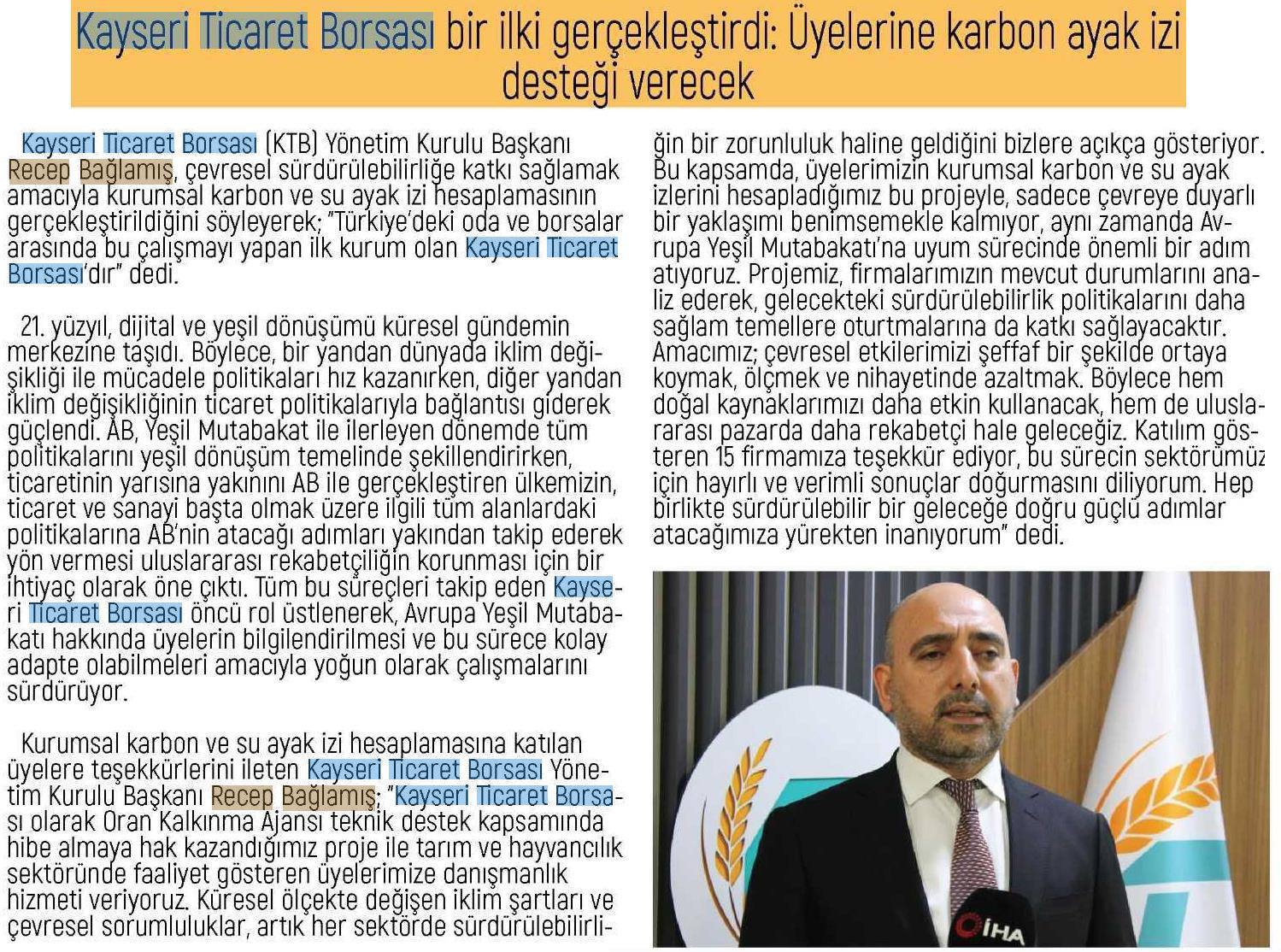 KTB ÜYELERİNE KARBON AYAK İZİ DESTEĞİ VERECEK KTB ÜYELERİNE KARBON AYAK İZİ DESTEĞİ VERECEK