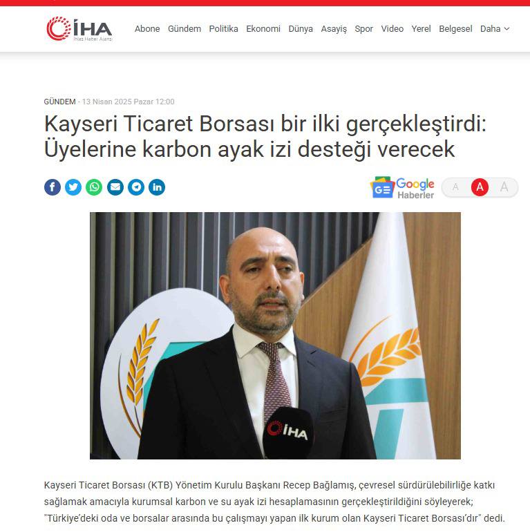 KTB ÜYELERİNE KARBON AYAK İZİ DESTEĞİ VERECEK